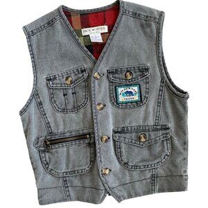 Vintage Jack and Spike Wilderness Plaid Lined Denim Patchwork Vest 4